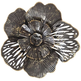 Διακοσμητικό Τοίχου Άνθος 15-00-21409 44,5x41x7cm Grey Marhome Μέταλλο