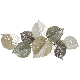 Διακοσμητικό Τοίχου Φύλλα 15-00-20642 134x69x10cm Multi Marhome Μέταλλο