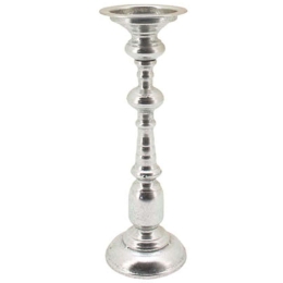Κηροπήγιο Παλαιωμένο 15-00-21341 Φ11,5x37cm Silver Marhome Μέταλλο