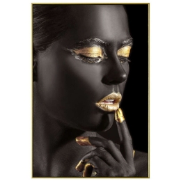 Κάδρο Γυναίκα 15-00-21140 63x93x3,5cm Black-Gold Marhome Κάθετοι Χαρτί,Μέταλλο