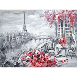 Πίνακας Καμβάς Παρίσι 15-00-21121 120x90x3cm Grey-Pink Marhome Οριζόντιοι Καμβάς