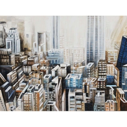 Πίνακας Καμβάς Ουρανοξύστες NY 15-00-20801 120x90x3,8cm Multi Marhome Οριζόντιοι Καμβάς
