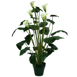 Τεχνητό Φυτό Σε Γλάστρα Κάλλα 04-00-77068 95cm Green-Champagne Marhome Συνθετικό Υλικό
