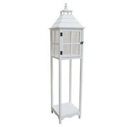 Φανάρι 15-00-17242 30x30x126cm White Marhome Μέταλλο,Γυαλί,Ξύλο