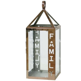 Φανάρι Family 15-00-18441 17x17x46cm Clear-Bronze Marhome Μέταλλο,Γυαλί