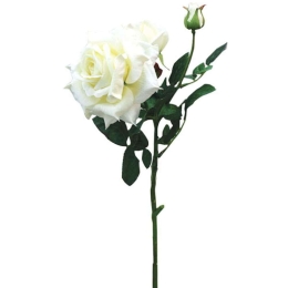 Τεχνητό Λουλούδι Τριαντάφυλλο 00-00-14525-2 67cm White Marhome Βελούδο