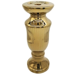 Κηροπήγιο Ρίγες 15-00-23717 13,5x35cm Gold Marhome Κεραμικό