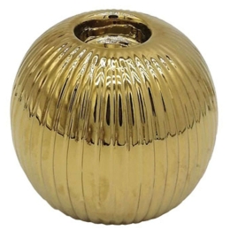 Κηροπήγιο Ρίγες 15-00-23720 Φ11,3cm Gold Marhome Κεραμικό
