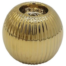 Κηροπήγιο Ρίγες 15-00-23719 Φ9,5cm Gold Marhome Κεραμικό