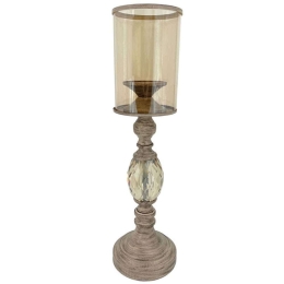 Κηροπήγιο Antique 15-00-23993 Φ14x51cm Ecru Marhome Μέταλλο,Γυαλί