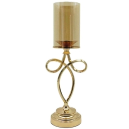 Κηροπήγιο Φιόγκος 15-00-23944 16x13x40cm Gold Marhome Μέταλλο,Γυαλί