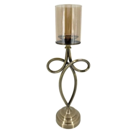 Κηροπήγιο Φιόγκος 15-00-23978 19x13x55cm Bronze Marhome Μέταλλο,Γυαλί