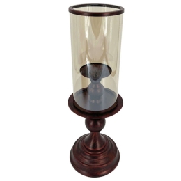 Κηροπήγιο Μπίλια 15-00-23973 46cm Brown Marhome Μέταλλο,Γυαλί
