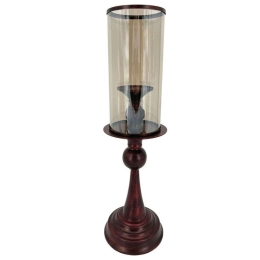 Κηροπήγιο Μπίλια 15-00-23974 53cm Brown Marhome Μέταλλο,Γυαλί