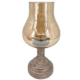 Κηροπήγιο Λάμπα 15-00-23989 Φ16x31cm Ecru Marhome Μέταλλο,Γυαλί