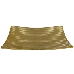 Διακοσμητική Πιατέλα Ρίγες 15-00-23718 38x24x5cm Gold Marhome Κεραμικό