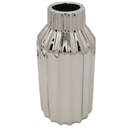 Βάζο Γραμμές 15-00-23723 11,5x23,5cm Silver Marhome Κεραμικό
