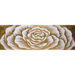 Πίνακας Καμβάς Τριαντάφυλλο 15-00-23521 150x50cm White-Gold Marhome Οριζόντιοι Καμβάς