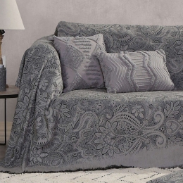 Ριχτάρι Rouen Winter Grey Nef Nef Τριθέσιο 170x300cm Βαμβάκι-Ακρυλικό