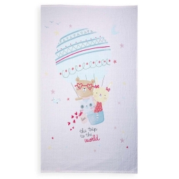 Κουβέρτα Βρεφική Πικέ Trip To The World Pink Nef-Nef Κούνιας 110x150cm 100% Βαμβάκι