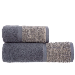 Πετσέτα Cora Anthracite Nef-Nef Προσώπου 50x90cm 100% Βαμβάκι