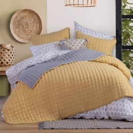 Κουβερλί Bicolor-22 Yellow-Grey Nef-Nef Μονό 160x220cm Microfiber-Polyester