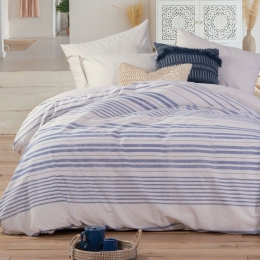 Σεντόνια Mercury Με Λάστιχο (Σετ 4τμχ) White-Blue Nef-Nef King Size 270x270cm 100% Βαμβάκι