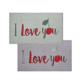 Χαλάκι Κουζίνας Cherry Love 70X140 Grey-Green Nef-Nef 70X140cm 100% Βαμβάκι