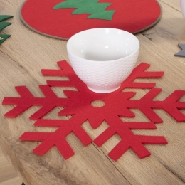 Σουπλά Χριστουγεννιάτικο Snow Flake (Σετ 2τμχ) Red Nef-Nef 38x38cm
