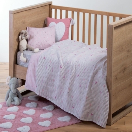Κουβέρτα Βρεφική Πικέ Hugs & Kisses Girl Grey Nef-Nef Αγκαλιάς 110x150cm 100% Βαμβάκι