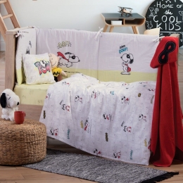 Σεντόνια Βρεφικά Snoopy Masked Hero (Σετ 2τμχ) White Nef-Nef Λίκνου 70x120cm 100% Βαμβάκι