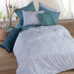 Σεντόνια March Blue (Σετ 4τμχ) White-Blue Nef-Nef Διπλό 200x270cm 100% Βαμβάκι