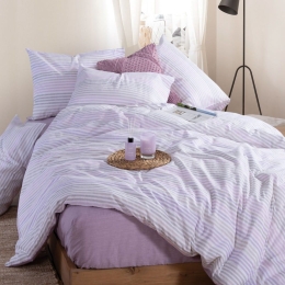 Σεντόνια Miles Με Λάστιχο (Σετ 4τμχ) Purple Nef-Nef King Size 180x230cm 100% Βαμβάκι