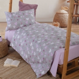 Σεντόνια Παιδικά Amore Mio (Σετ 3τμχ) Grey Nef-Nef Μονό 170x260cm 100% Βαμβάκι