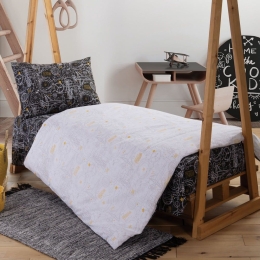 Σεντόνια Παιδικά Galaxy Map (Σετ 3τμχ) White-Black Nef-Nef Μονό 170x260cm 100% Βαμβάκι