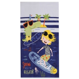 Πετσέτα Θαλάσσης Παιδική Surfing With Aligator Blue Nef-Nef Θαλάσσης 70x120cm 100% Βαμβάκι