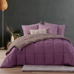 Πάπλωμα Bicolor-24 Mauve-Mocca Nef-Nef Υπέρδιπλο 240x220cm Microfiber-Hollowfiber