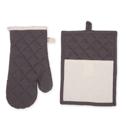 Πιάστρα Perfetto Με Γάντι (Σετ 2τμχ) Grey Nef-Nef 20x25cm Βαμβάκι-Πολυέστερ
