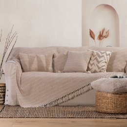 Ριχτάρι Zackren Beige-Natural Nef-Nef Τριθέσιο 180x300cm Βαμβάκι-Πολυέστερ