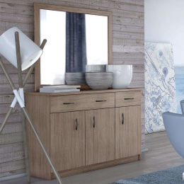 Μπουφές Με 3 Πόρτες & Καθρέπτη 120x38x84/100x90x2,2cm Moca Μελαμίνη