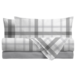 Amo la Casa Σετ Σεντόνια King Size Percale Καρό με Λάστιχο 240×290 cm / 170×200 cm Λευκό