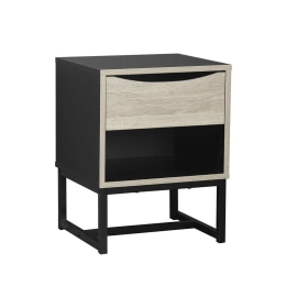 Κομοδίνο Edge Black Sonoma 39x35xH50cm 09-1107 Μελαμίνη,Μέταλλο