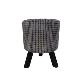 Σκαμπό Pixel Grey D30xH39cm 16-0409 Σετ 4τμχ Βελούδο, Ξύλο