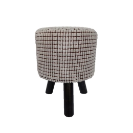 Σκαμπό Pixel Latte D30xH39cm 16-0410 Σετ 4τμχ Βελούδο, Ξύλο