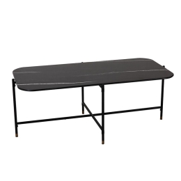 Τραπέζι Σαλονιού Nero Black 113x58xH43cm 04-0422 Μέταλλο,Γυαλί