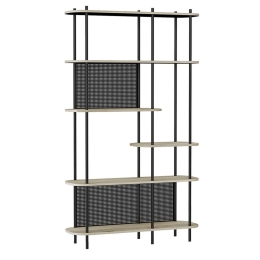 Βιβλιοθήκη Oval 169,5 100x30xH169,5 Sonoma-Black 28-0170 Mdf,Μέταλλο