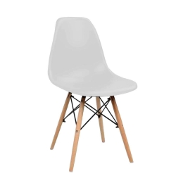 Καρέκλα Τραπεζαρίας Eiffel 42x51,5xΗ81cm Natural-White 03-0748 Σετ 4τμχ Ξύλο,Πολυπροπυλένιο