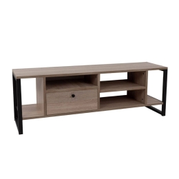 Έπιπλο Τηλεόρασης Space 05-0542 150x35x45cm Sonoma-Black Μελαμίνη,Μέταλλο