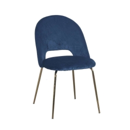 Καρέκλα Tokyo 03-0775 48x54x81cm Blue Βελούδο, Μέταλλο
