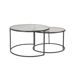 Τραπέζι Σαλονιού Solar (Σετ 2Τμχ) 04-0520 Black-Clear